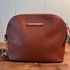 Steve Madden Brown Saffiano Crossbody Purse Gold Hardware